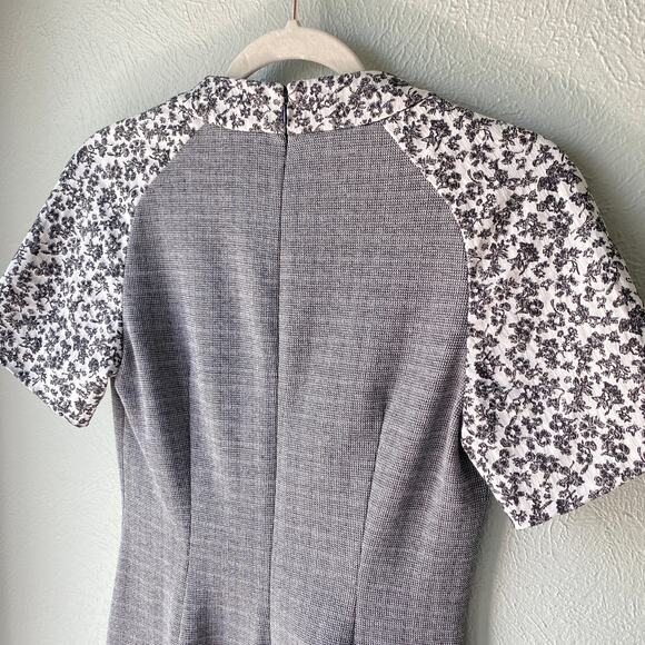 Thakoon Addition, Black and White Ditsy Floral Gray Print Sheath Dress, Size 4 - Picture 14 of 15